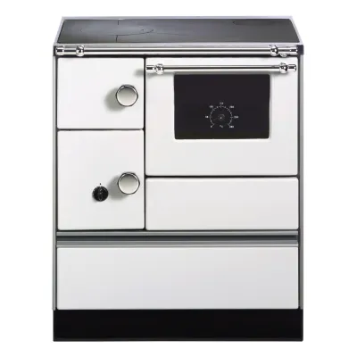 Wamsler Kohleherd K 176A RE | 5 kW | Bratrohr mit Sichtfenster | Temperaturanzeige | Abgasanschluss rechts | Weiß