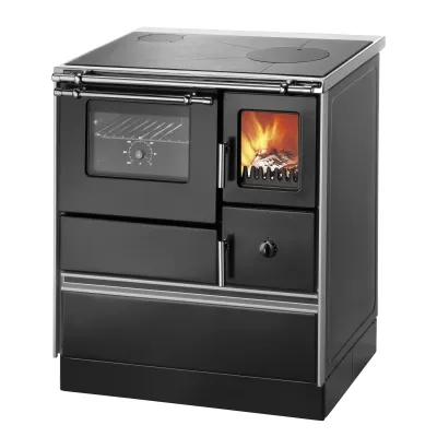 Wamsler Westminster Kohleherd K176 F/A | 5 kW | Holz/Kohle | 70 cm | Bratrohr | Emaille | schwarz