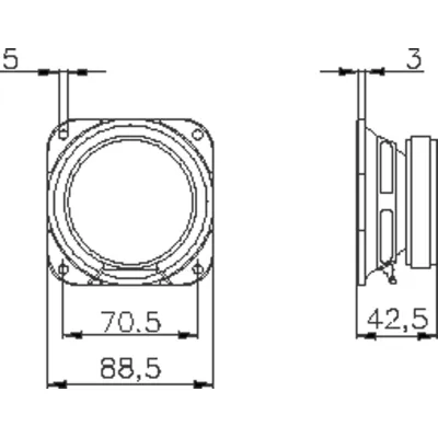 WHD Lautsprecher-Chassis PM 87-8 M 130-087-02-001-00 | Einbaulautsprecher 8W 8 Ohm | 88x88x46 mm | schwarz