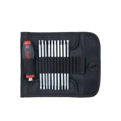 Wiha Schraubendreher-Set 281T11 SYSTEM 6 | 11-teilig | wechselbare Klingen | SoftFinish Griff | Rolltasche | schwarz