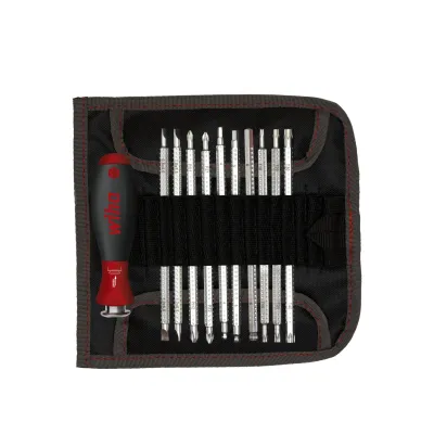 Wiha Schraubendreher-Set 281T11 SYSTEM 6 | 11-teilig | wechselbare Klingen | SoftFinish Griff | Rolltasche | schwarz