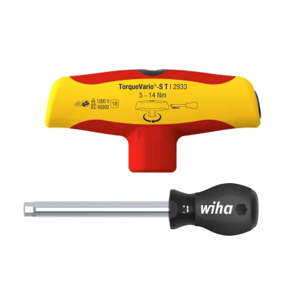 Wiha Drehmoment-Schraubendreher mit Quergriff 43177 | TorqueVario-S T electric | 5-14 Nm | VDE geprüft | einstellbar