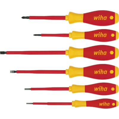 Wiha Schraubendreher Set | 320NK6 | VDE geprüft | 6-tlg. | Schlitz/PH | SoftFinish electric | isoliert 1000V | rot/gelb