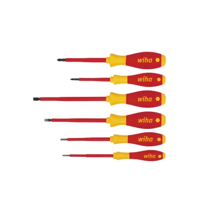 Wiha Schraubendreher Set | 320NK6 | VDE geprüft | 6-tlg. | Schlitz/PH | SoftFinish electric | isoliert 1000V | rot/gelb