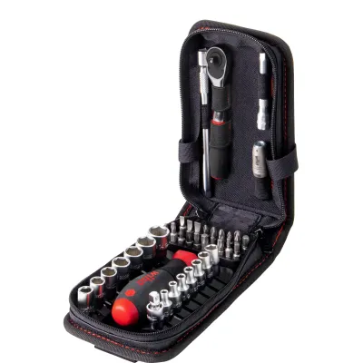 Wiha Steckschlüssel- und Bit-Set 1/4" | 40-teilig | Ratsche & SoftFinish Griff | 4-14 mm
