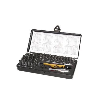 Wiha Micro-Bit Set ESD 7000SK65ESD | 65-tlg. Bitset für Elektronik & Modellbau | inkl. Ratsche, Griff, Verlängerung
