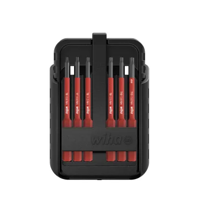 Wiha Bit Set slimBit electric 43161 | TORX & TORX PLUS | 12-tlg. | isoliert 1000V | Gürtelhalter | Chrom-Vanadium-Stahl