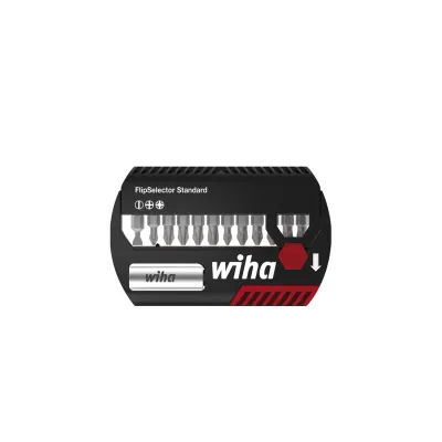 Wiha Bit Set FlipSelector 39029 | 13-teilig 25 mm | Schlitz, Phillips, Pozidriv | magnetischer Bithalter | schwarz