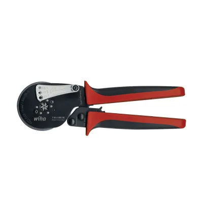Wiha Crimpwerkzeug Z62000506SB | automatisch für Aderendhülsen 0,08-16mm² | Sechskant-Pressung | Profi Zange schwarz/rot