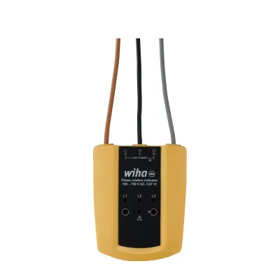 Wiha Drehfeldrichtungsanzeiger SB25562 45221 | Drehfeldindikator 3 Phasen | 100-700V AC CAT IV | LED-Anzeige