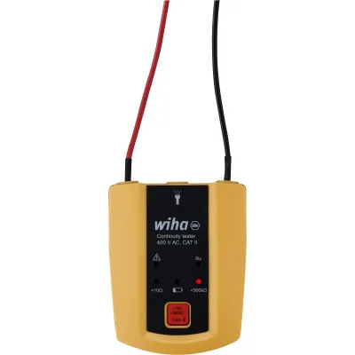 Wiha Durchgangsprüfer SB25563 45222 | Spannungsprüfer 400V AC CAT II | LED | akustisch | gelb/schwarz