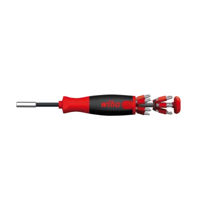 Wiha Schraubendreher mit Bit Magazin LiftUp 25 | 12-tlg. Set | magnetisch | 1/4 Zoll | PH PZ Torx | SoftFinish Griff