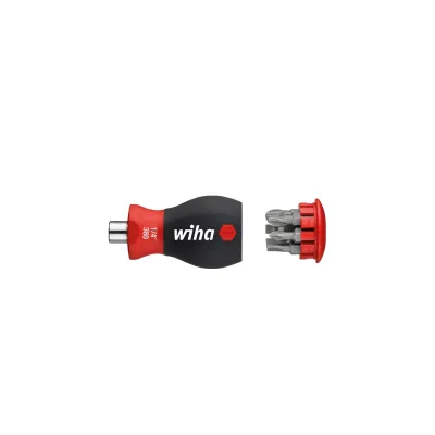Wiha Stubby Magazin-Bithalter 1/4" | 6 Bits | magnetisch | Edelstahl | kompakt | Schraubendreher 33738
