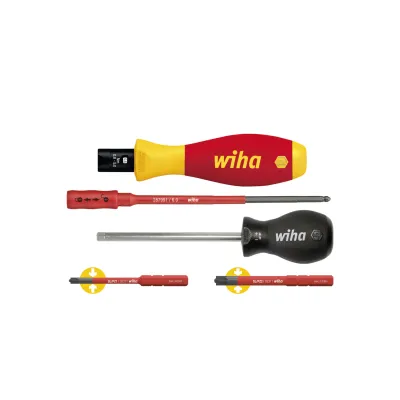 Wiha Drehmoment-Schraubendreher Set TorqueVario-S electric 38074 | 0,8-5 Nm | VDE | 5-tlg | slimBit | rot/gelb