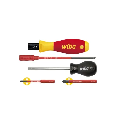 Wiha Drehmoment-Schraubendreher Set TorqueVario-S electric 38074 | 0,8-5 Nm | VDE | 5-tlg | slimBit | rot/gelb