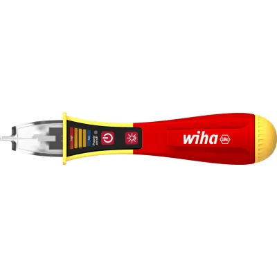 Wiha Spannungsprüfer SB 255-13 | berührungslos | 12–1000 V AC | LED | CAT IV | inkl. 2x AAA | Taschenlampe | rot/gelb
