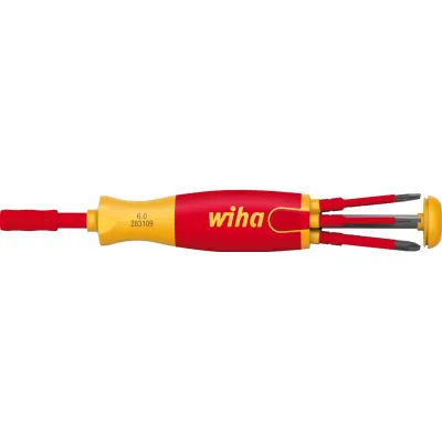 Wiha Schraubendreher LiftUp electric | Bit Magazin | 6-teilig | slimBits | 1000V isoliert | Elektriker-Set
