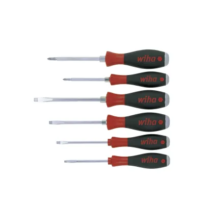 Wiha Schraubendreher-Set 530HK6 | 6-teilig | Schlitz/Phillips | SoftFinish Griff | Schlagkappe | CV-Stahl