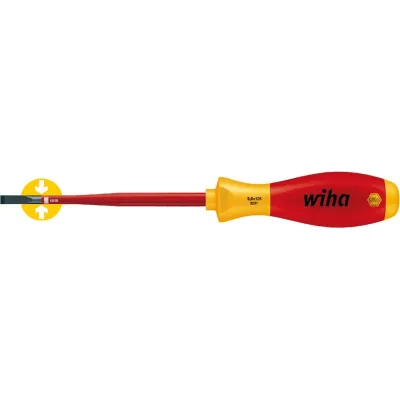 Wiha Schlitz Schraubendreher 4x0,8 mm | 100 mm Klinge | VDE geprüft | SoftFinish Griff | ergonomisch | Chrom-Vanadium