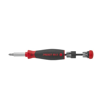 Wiha Bit-Schraubendreher PocketMax SB3803-050 | magnetisch | 8 Bits 1/4 Zoll | kompakt | schwarz/rot
