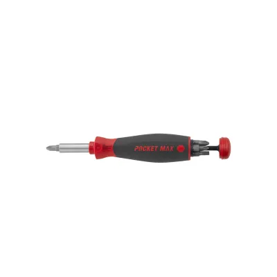 Wiha Bit-Schraubendreher PocketMax SB3803-050 | magnetisch | 8 Bits 1/4 Zoll | kompakt | schwarz/rot