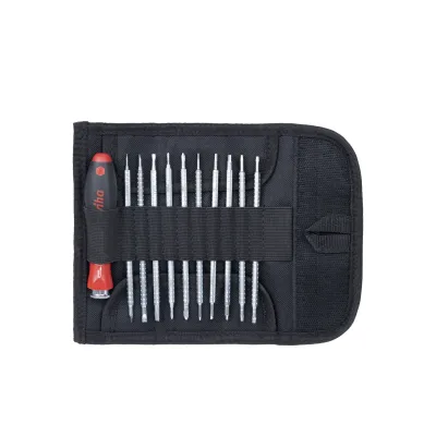 Wiha Schraubendreher Set SYSTEM 4 | 11-teilig | Wechselklingen | Feinmechanik Elektronik Modellbau | Rolltasche