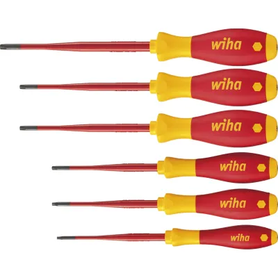 Wiha Schraubendreher Set 6-tlg. | Torx TR mit Loch | VDE 1000V | SoftFinish slimFix | Elektriker Werkzeug