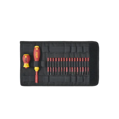 Wiha Schraubendreher- und Bit-Set 2831T18 | slimVario Starter Set | 19-tlg. | VDE geprüft | mit slimBits | inkl. Tasche