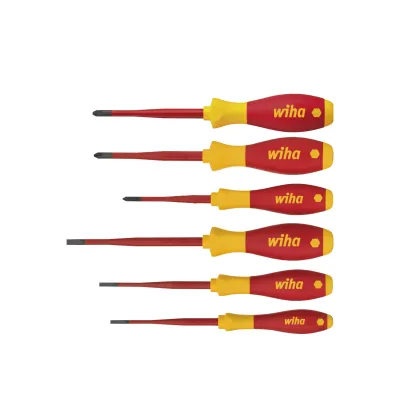 Wiha Schraubendreher Set 6-tlg. | SoftFinish electric slimFix | VDE isoliert | Schlitz PH PZ | Elektriker