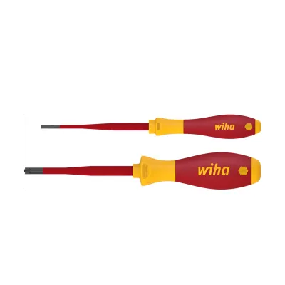 Wiha Schraubendrehersatz SoftFinish electric SB 3201 S204 | 2-teilig | isoliert 1.000V | SlimFix | Schlitz & PlusMinus