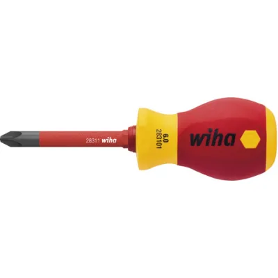 Wiha Schraubendreher Set | 4-tlg. VDE | Stubby Bithalter | slimVario | Schlitz Phillips Pozidriv | für Elektriker