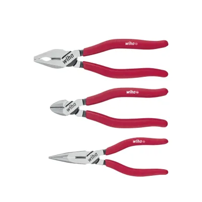 Wiha Zangenset Classic Z 99 0 01 001 | 3-teilig | Kombizange, Flachrundzange, Seitenschneider | DynamicJoint | rot