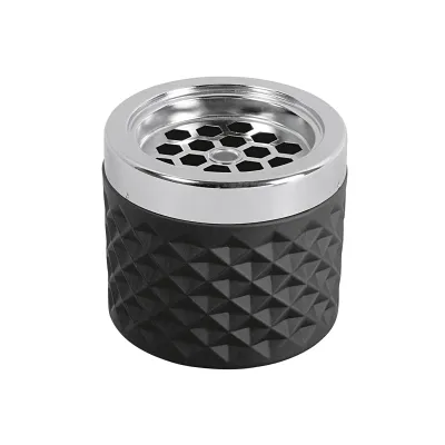 APS Windaschenbecher 582 | Sturmaschenbecher Glas/Metall verchromt | Ø 9,5 cm | Höhe 8 cm | matt-schwarz