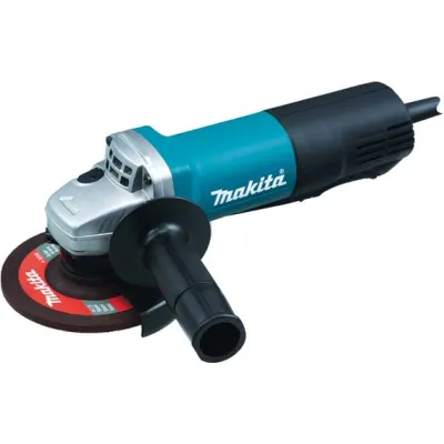 Makita Winkelschleifer 9558PBGY | 125 mm | 840 W | Paddelschalter | verstärktes Getriebe | M14 | Blau Schwarz