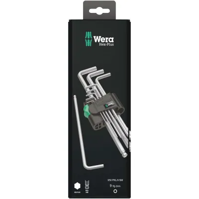 Wera Winkelschlüsselsatz 950 PKL/9 SB | 9-tlg. Innensechskantschlüssel 1,5-10 mm | Hex-Plus | Kugelkopf