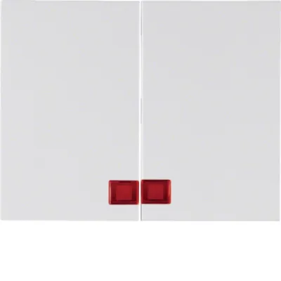 Berker Wippe 2-fach 14377009 | Kontrollwippe mit roter Linse | K.1 Serie | Kunststoff Thermoplast | polarweiß glänzend