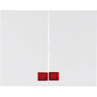 Berker Wippe 2-fach 14377009 | Kontrollwippe mit roter Linse | K.1 Serie | Kunststoff Thermoplast | polarweiß glänzend