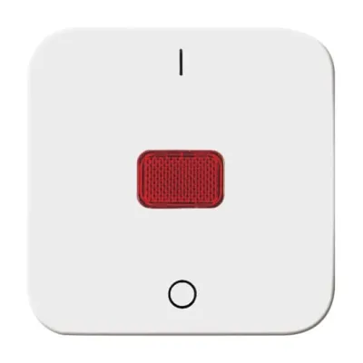 Busch-Jaeger Kontrollwippe Reflex SI 2508-214 | Abdeckung Ausschalter 2-polig | Aufdruck 0/1 | rote Kalotte | alpinweiß