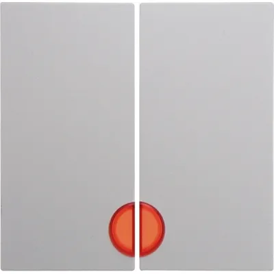 Berker Wippe 2-fach 16278989 | Schalter/Taster S.1/B.3/B.7 | rote Linse | Kunststoff glänzend | polarweiß RAL 9010