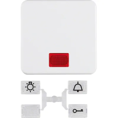 Berker Wippe 155309 | Kontrollwippe 5 Linsen | IP44 Feuchtraum | polarweiß glänzend | Kunststoff Schalterabdeckung