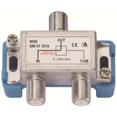 WISI Abzweiger DM51 1010 | 1-fach SAT/Kabel | 5-2400 MHz | 11 dB Abzweigdämpfung | F-Connector | Klasse A | DC-Bypass