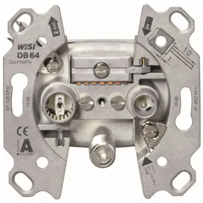 WISI DB64 11334 Durchgangsdose | Unicable Sat-Antennendose 3-fach | 47-2150 MHz | 12,5 dB | Klasse A Schirmung