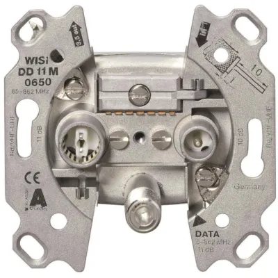 Wisi Multimedia-Durchgangsdose DD11M0650 | 3-Loch | 10 dB | BK Klasse A | 5-862 MHz | Vodafone zertifiziert | Metall