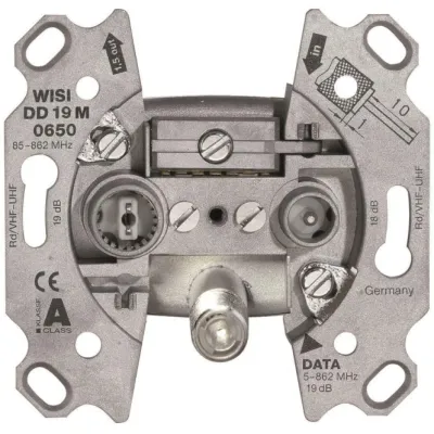 WISI Durchgangsdose DD19M0650 14569 | 3-Loch Antennendose Multimedia | 19 dB | BK tauglich | Kabelmodem geeignet