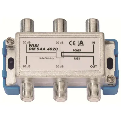 WISI Abzweiger DM54A4020 | 4-fach SAT/Kabel 5-2400MHz | 20dB Abzweigdämpfung | F-Connector | Klasse A | DC-Bypass