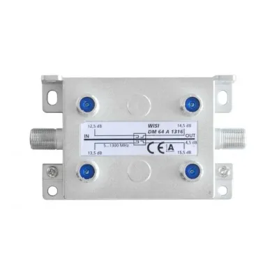 Wisi Abzweiger DM 64 A 1316 | 4-fach | 5-1300 MHz | 12,5-15,5 dB | Klasse A Schirmung | DOCSIS 3.1 geeignet | silber