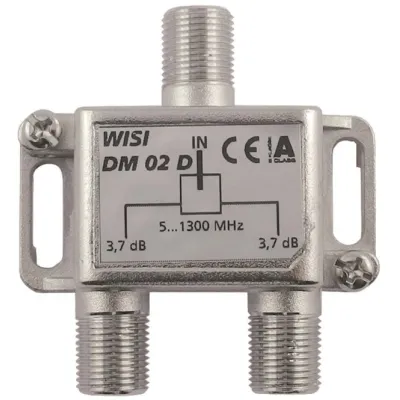 WISI 2-fach BK-Verteiler DM 02 D 75106 | 5–1300 MHz | DOCSIS 3.1 geeignet | Klasse A Abschirmung | 3,7 dB | silber