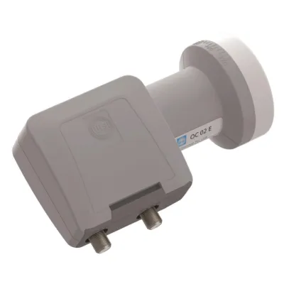 WISI Speisesystem Twin OC02E | Universal Twin-LNB 2 Teilnehmer | 40mm Feed | LTE-Schutz | lichtgrau