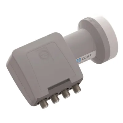 WISI Speisesystem Quad-LNB OC06E | Universal LNB 4 Teilnehmer | 40mm Feed | LTE-Schutz | lichtgrau