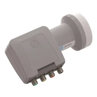 WISI Speisesystem Quattro LNB OC04E | Universal 4 Ausgänge | 40mm Feed | DVB-S/S2/S2X | LTE-geschützt | lichtgrau